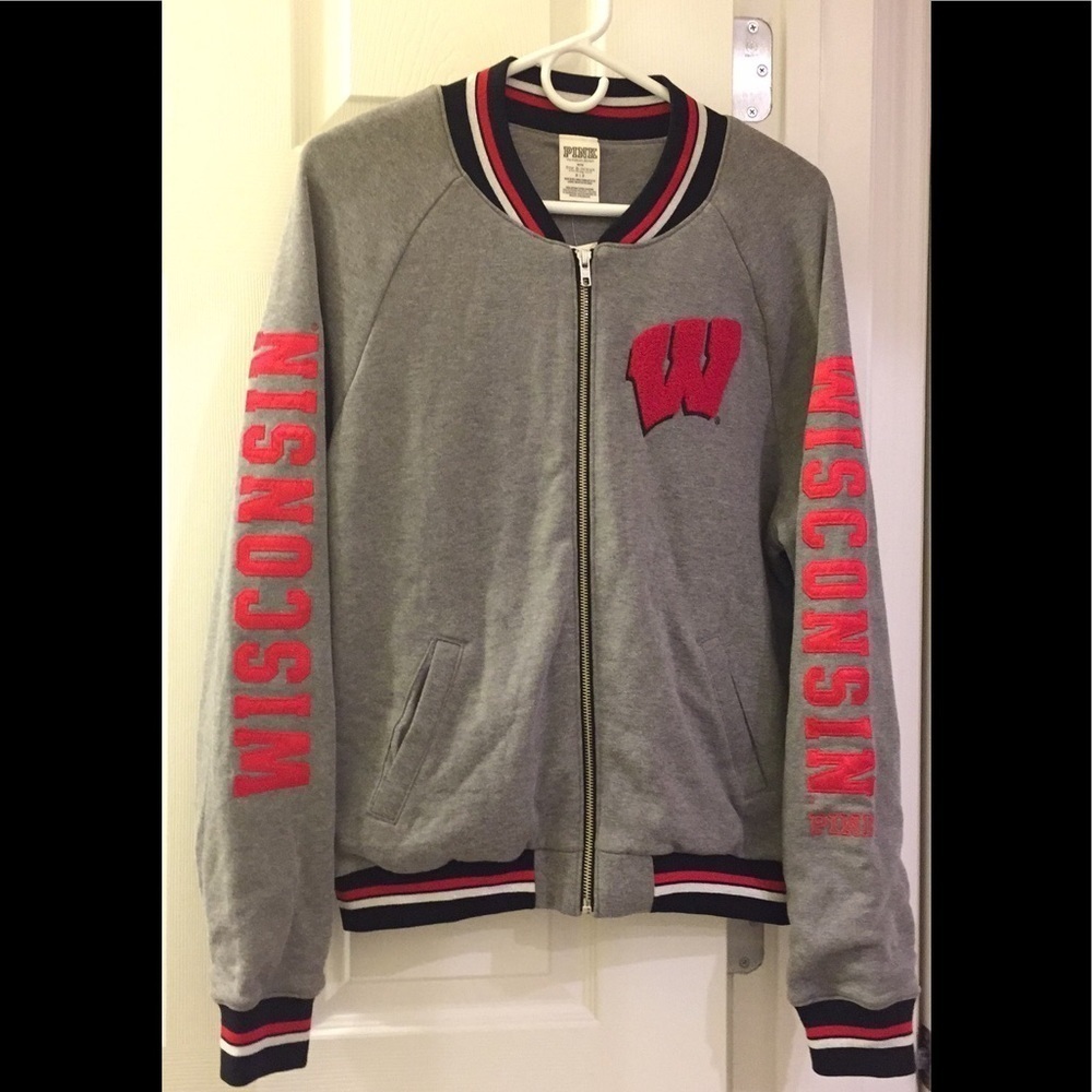💖 Victoria secret college baseball jacket Wi…